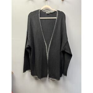 Cato Sweater Cardigan Womens Plus Size 1X Thick Stitch Black Open Front‎ Office